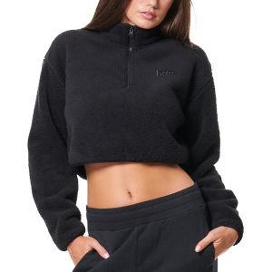 Body Action Half-Zip Sherpa Women's Long-Sleeve Fleece Top 061431-01-Black